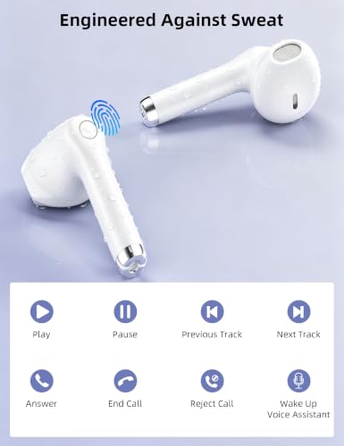 ACAGET Bluetooth Headphones True Wireless Earbuds for Laptop Smartphone TV - color: White