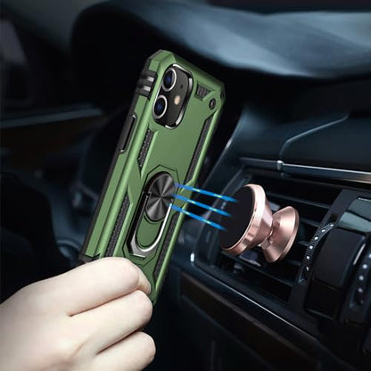 iPhone 12/12 Pro Case - Military Grade, Ring Shockproof, ArmyGreen - color: Army Green, size: iphone 12
