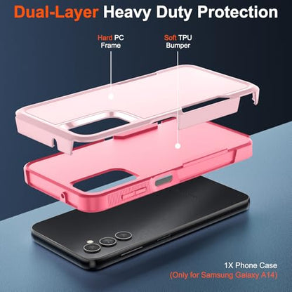 zapica Designed for Samsung Galaxy A14 5G Case, Light Pink | Military Grade Drop Protection, Dual Layer Structure Design, Heavy Duty Shockproof Non-Slip Phone Cover - color: Light Pink, size: Samsung Galaxy A14 5G 6.6''