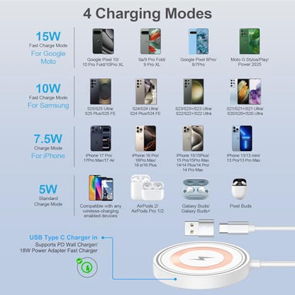 for Samsung S25 S26 Ultra Magnetic Wireless Charger Pad Fast Charging Mat - color: White