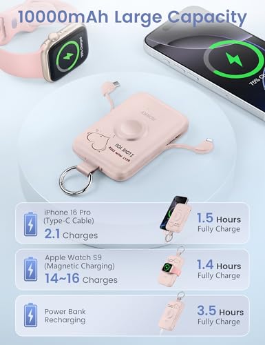 RORRY CharmGo Portable Charger, 10000mAh 20W Fast Charging Power Bank - color: Mom-Pink