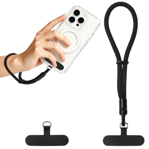 Phone Lanyard, Anti Theft Phone Wrist Strap with 2 Tether Tabs, Adjustable Wristlet & Hand Cell Phone Lanyard for Women and Men (Black Lanyard) - color: Bl6s