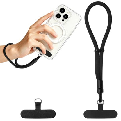 Phone Lanyard, Anti Theft Phone Wrist Strap with 2 Tether Tabs, Adjustable Wristlet & Hand Cell Phone Lanyard for Women and Men (Black Lanyard) - color: Bl6s