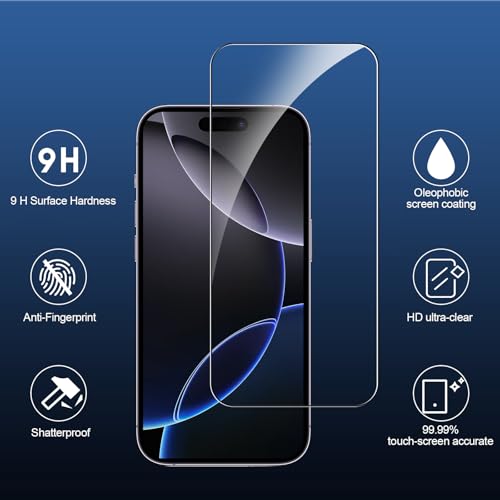 SIBEITU 3+3 Pack Screen Protector for iPhone 16 Pro 6.3 Inch Tempered Glass | 3 Pack Screen + 3 Pack Camera Lens Protector, 6.3 Inch HD Clear 9H Hardness, Scratch Resistant, Case Friendly - size: iPhone 16 Pro 6.3"