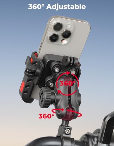 KEMIMOTO Motorcycle Phone Mount with Anti-Theft, Anti-Vibration Dampener