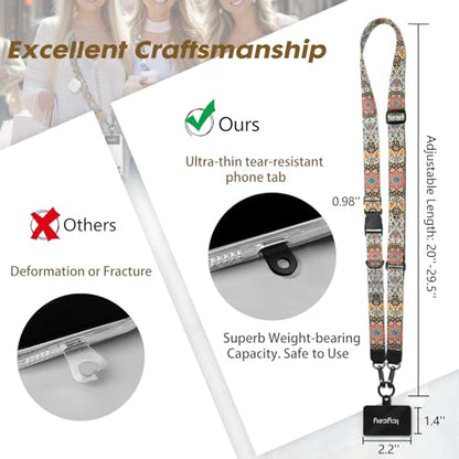 Icycay Phone Lanyard Crossbody Strap Neck Adjustable Teacher Women Boho - color: Boho Print