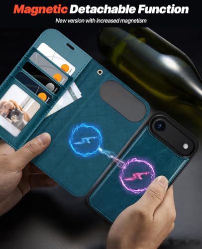 OCASE for iPhone Air Detachable Wallet Case with Card Holder, 2 in 1 PU Leather Flip Folio with RFID Blocking Stand Wrist Strap Shockproof Phone Cover 6.5 Inch 2025, Peacock Blue - color: Peacock Blue, size: iPhone Air