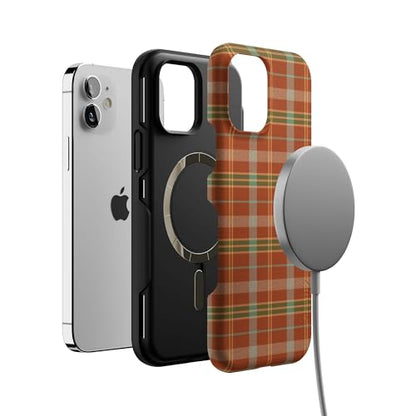 Casely iPhone 12 Mini Case | Spiced Chai | Fall Plaid | Bold Protective Design | MagSafe Compatible Design - color: Spiced Chai | Fall Plaid, size: Iphone 12 Mini