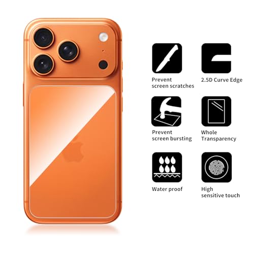 3 Pack Glass Back Screen Protector Compatible for iPhone 17 Pro 6.3 inch 2025 [9H Hardness]-HD Back Tempered Glass, Scratch Resistant,Easy Install，rear glass protector - size: iPhone 17 Pro 6.3 inch