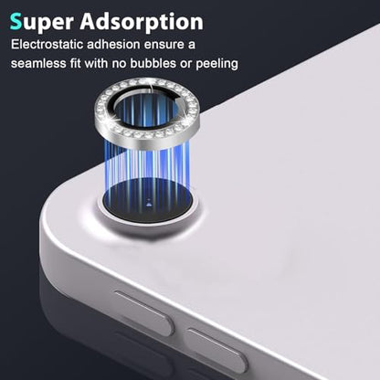 Zeking (2 Set) Bling Camera Lens Protector Compatible with iPad Air 11 (2026) 5G, Glitter Bling Sparkly 9H Tempered Glass Protector Metal Individual Ring (Bling-Silver) - color: BlingGold