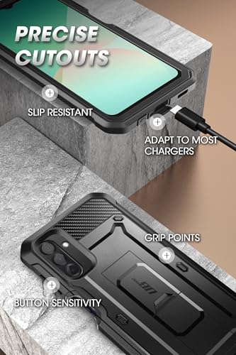 SUPCASE for Samsung Galaxy A26 5G Case with Screen Protector, Black | Built-in Kickstand, Rotating Belt-Clip, Military-Grade Drop Protection, Full-Body Rugged, Unicorn Beetle Pro - size: Galaxy A26 5G