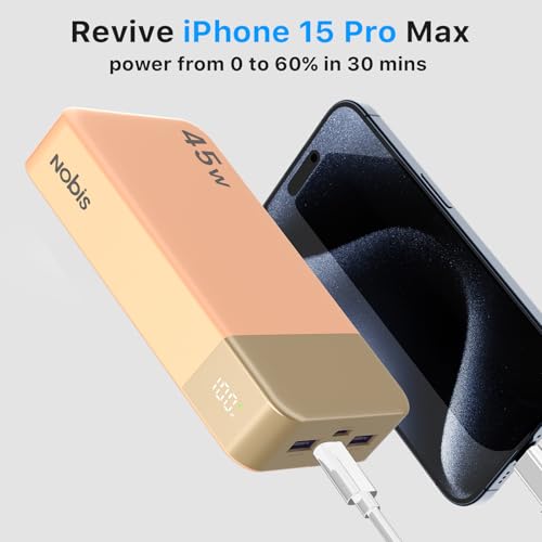 NOBIS Portable Charger 45W 20000mAh Power Bank Fast Charging - color: Orange