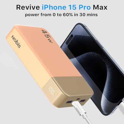 NOBIS Portable Charger 45W 20000mAh Power Bank Fast Charging - color: Orange