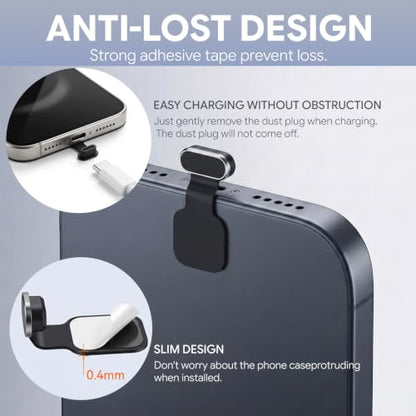 15Pcs Aluminium Anti-Lost USB C Dust Plug Cover for iPhone 17/16/15 Series - size: 15Pcs Aluminium Dust Plug
