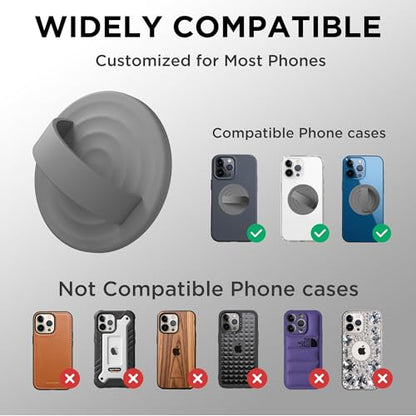 Magnetic Phone Grip for MagSafe, Silicone Ring Grip, Gray - color: Gray