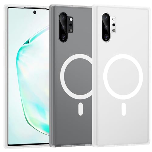 TIANNIUKE Magnetic Case for Samsung Galaxy Note 10 Plus, Translucent Matte Anti-Fingerprint,Compatible with MagSafe,Slim Fit Shockproof Protective Phone Case (Transparent White) - color: White, size: Galaxy Note 10 Plus