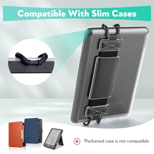 Secure Hand Strap for Kindle and Tablet - High Elasticity Finger Grip Holder Accessories for 6-8 Inches E-Book Tablet - color: Black