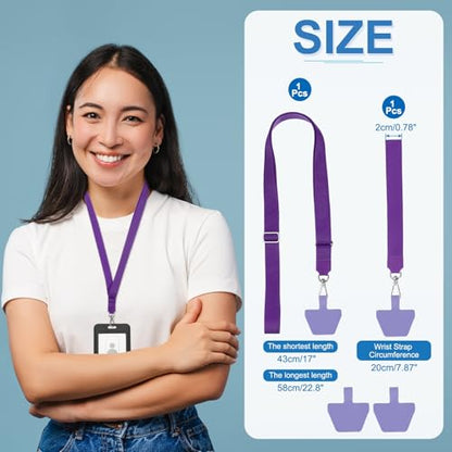 PATIKIL Smart Phone Lanyard with Wrist Strap and Patches for Most Smartphones ID Badges Keychain - color: Purple