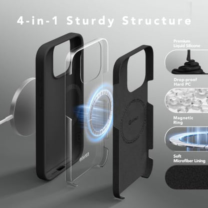 GONEZ Magnetic for iPhone 15 Pro Case, Silicone Cover Black - color: Black, size: Iphone 15 Pro