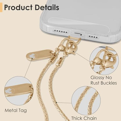 Metal Phone Lanyard Crossbody,Anti-Theft Phone Strap For Women - color: Gold, size: Long