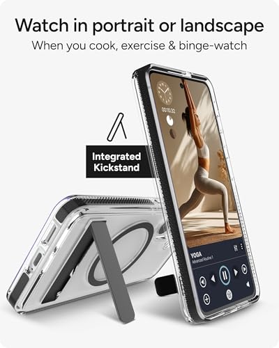 ZAGG Santa Cruz Snap Samsung Galaxy S26 Case with Kickstand - Black, Magnetic Crystal Clear Protective Phone Cover, 13ft Drop Protection, Graphene Reinforced, Slim Case with Stand - color: Black, size: Samsung Galaxy S26