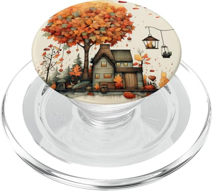Fall Leaves Autumn Pumpkin Pattern Autumn Color Leaves PopSockets PopGrip for MagSafe - style: Magnetic PopGrip