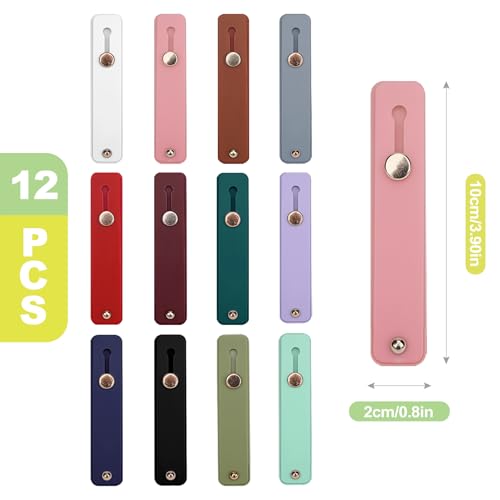 12 Pack Silicone Phone Finger Strap Grip Loop Holder for Universal Cell Phone Cases Adhesive Back One-Hand Operation Mobile Phone Accessory