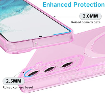 Svanove for Samsung Galaxy S22 Case Clear Compatible with Magsafe Silicone, Transparent Thin Magnetic Mag Safe Case Cute, Girly Aesthetic Trendy Slim Hard Rubber Camera Cover Protection, Light Pink - color: Clear Pink, size: S22