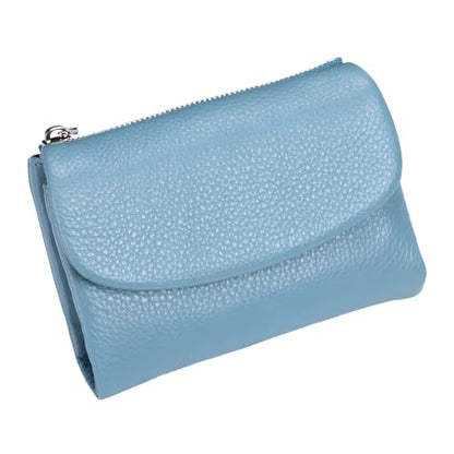 Unisex Pebble Leather Wallet, 5.3In Short Genuine Leather Coin Card Holder, Unisex Clutch Bags, Can Hold Coins, Id Cards - color: Blue