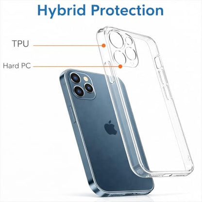 Clear Case for iPhone 12 Pro 6.1 Inch, Transparent Phone Cover, Anti-Yellowing, Shockproof & Scratch-Resistant Slim TPU + PC Protective Case