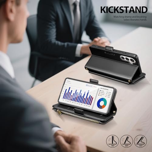 for Samsung Galaxy S26 Wallet Case with Card Holder RFID Blocking PU Leather Zipper Phone Case Flip Folio Protective Cover Wrist Strap Credit Card Slots Kickstand Men Women,Black - color: Black, size: Samsung Galaxy S26 - 6.3"