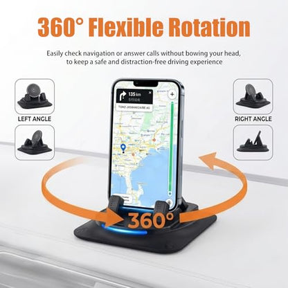 2026 Upgraded Car Phone Holder 360 Degree Rotation,Adjustable Cell Phone Car Mount for Phones Securing,Universal Anti-Slip Cars Dash Phones Holder for Most Cellphones - color: Upgraded Black