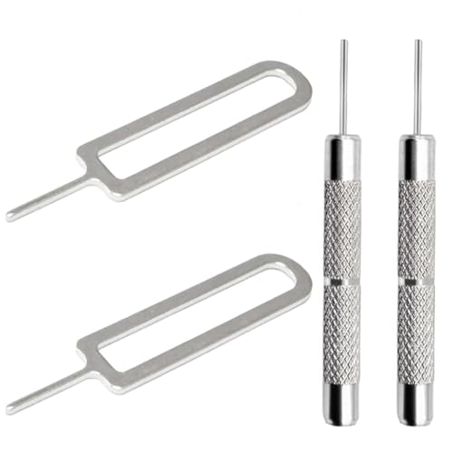 4 Pcs SIM Card Removal Openning Tool Tray Eject Pins Needle Opener Ejector Compatible with All iPhone Apple iPad HTC Samsung Galaxy Cell Phone Smartphone Watchchain Link Remover (Style D) - size: D