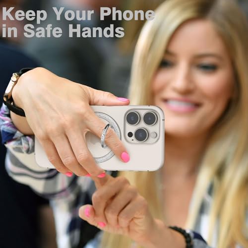 Allengel Magnetic Phone Grip for MagSafe, Magnetic Ring Holder Compatible with MagSafe Phone Ring, 360°Rotating Finger Kickstand for iPhone 16 Pro Max 15 14 13 12 Plus & Android Phone(Bling Silver) - color: Bling Silver