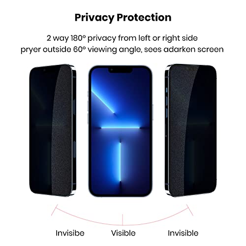 Matte Privacy Plastic Screen Protector Designed for iPhone 13 (6.1") 2 Pack + Camera lens Protector 1 Pack, 2 Way Anti Spy Anti Glare Anti Fingerprint Film and Tempered Glass Camera Cover for Apple 13