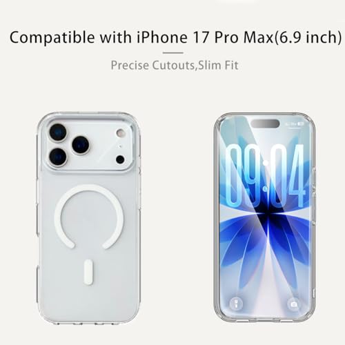 TOPF&B Magnetic Case Compatible with iPhone 17 Pro Max,Compatible with Magsafe,Anti-Yellowing Cover,Transparent Screen Protector,Clear Case for iPhone 17 Pro Max,Crystal Clear - size: iPhone 17 Pro Max Magsafe Case