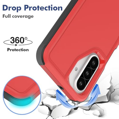 for Samsung Galaxy A17 Case: Dual Layer Protective Heavy Duty Cell Phone Cover Shockproof Rugged with HD Screen Protector - Military Protection Bumper Tough for Samsung Galaxy A17 5G 2026, Red - color: Red (PC) + Black (TPU)