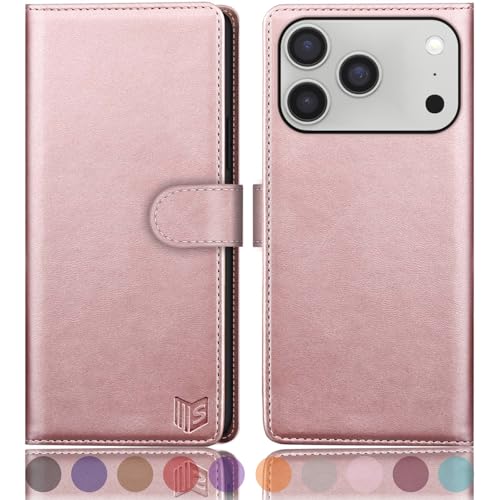 SUANPOT Compatible with iPhone 17 Pro Max 6.9" Wallet case with RFID Blocking Credit Card Holder,Flip Book PU Leather Protective Cover Women Men for Apple 17 Pro Max Phone case Rose Gold - color: Rose Gold, size: iPhone 17 Pro Max 6.9"