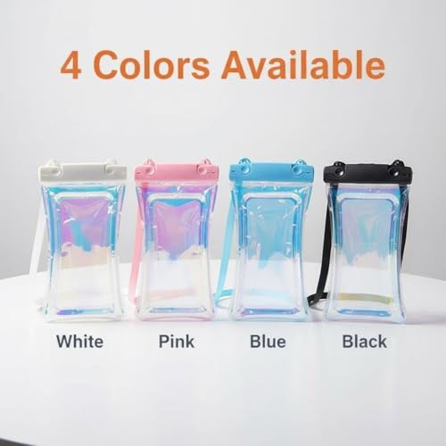 White Floating Waterproof Phone Pouch, Holographic Laser TPU Dry Bag with Air Padding, Touch Responsive Case for Swimming, Snorkeling - color: White