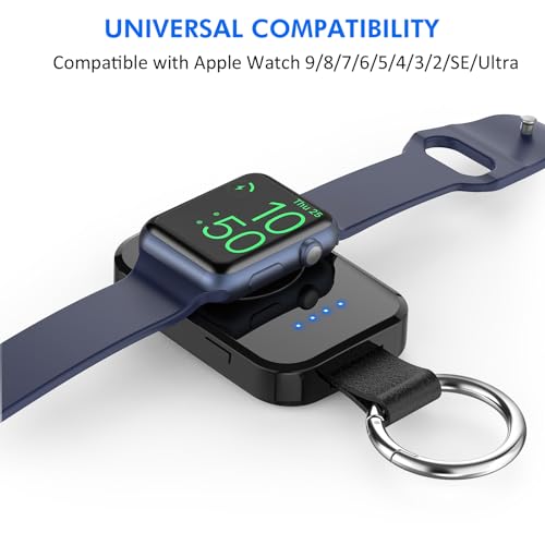 Portable Wireless Charger for Apple Watch,Travel Magnetic iWatch Power Bank - color: Black