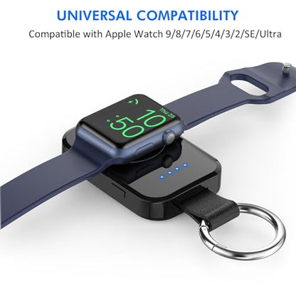 Portable Wireless Charger for Apple Watch,Travel Magnetic iWatch Power Bank - color: Black