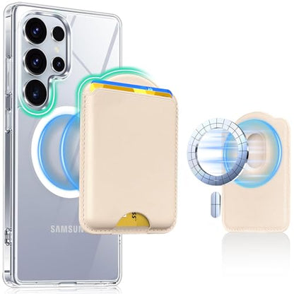 Magnetic Wallet for Samsung Galaxy S26 S25 S24 Series, Fold 8 Ultra with Magsafe Case, for iPhone 17-12 Series, RFID Blocking Leather Magnetic Card Holder | Holds 3 Cards | Desert Gold - color: Desert Gold