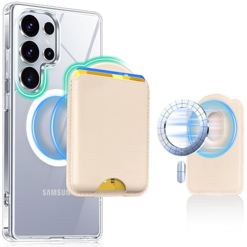Magnetic Wallet for Samsung Galaxy S26 S25 S24 Series, Fold 8 Ultra with Magsafe Case, for iPhone 17-12 Series, RFID Blocking Leather Magnetic Card Holder | Holds 3 Cards | Desert Gold - color: Desert Gold