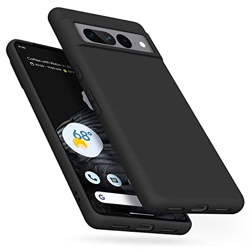 Silicone Phone Case Compatible with Google Pixel 7 Pro, Soft Protective Smart Phone Case for Women Men, Durable Anti-Scratch Shockproof Phone Cover Black