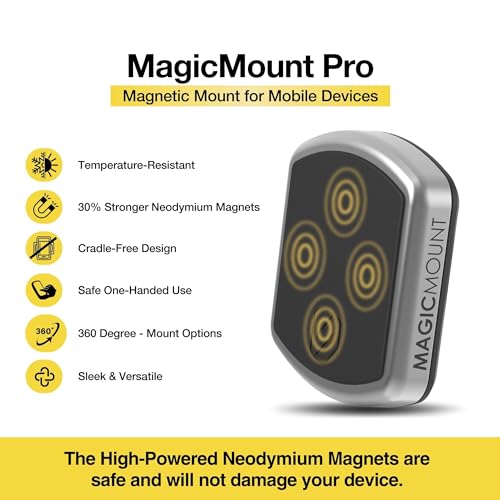 Scosche MPDB MagicMount Pro Magnetic Cell Phone Car Mount with Strong Magnets & 360° Adjustable Head, Adhesive Dashboard Cell Phone Holder Compatible with iPhone, Samsung, Android, Non-MagSafe Devices - size: 1 Pack, style: Dash