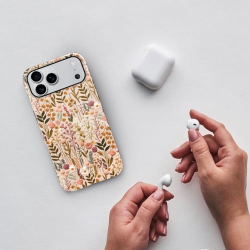 Compatible with iPhone 17 Pro Max,Anti-Scratch Glossy Case Cover,Boho Romantic Embroidery Flower - color: Boho Romantic Embroidery Flower, size: IPhone 17 Pro Max