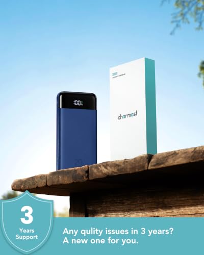 charmast Portable Charger Built-in Cables, 20000mAh Power Bank 6-Output | Travel Fast Charging Battery Pack for iPhone 17/16/15 Samsung Android, Flight-Approved, Multi-Device, USB-C & USB-A, LED % - color: Navy