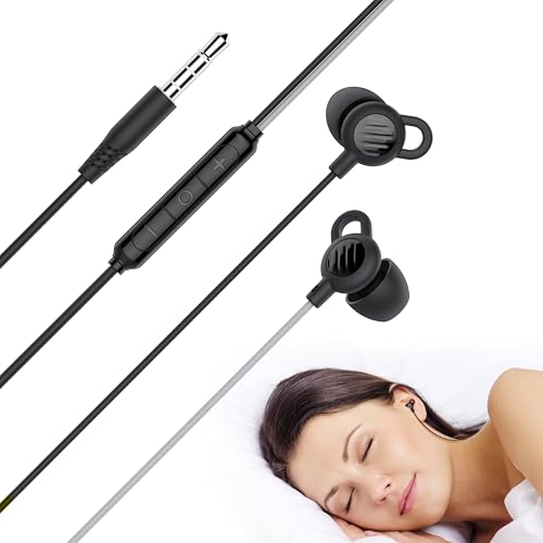 MEE audio SleepTones Wired Sleep Earbuds 3.5mm Plug for Side Sleepers with Lightweight Low-Profile Silicone Earpieces, Noise Reduction Sleeping Headphones with Built-in Mic, & Volume Controls - size: 1-Pack