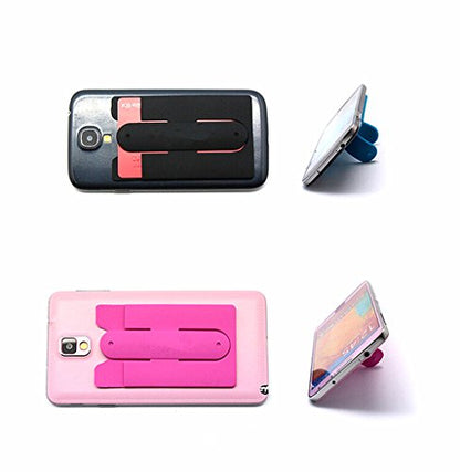 Card Holder with Cell Phone Stand,Stick-on Silicon Rubber Smartphone Sleeve Support Wallet(6pcs)