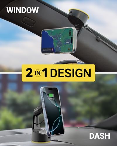 Scosche MPQMWD Charge Pro Qi2 MagSafe Charger Car Mount, 15W Fast Magnetic Wireless Charging Suction Cup Phone Holder for Dashboard/Windshield Compatible with iPhone 16/15/14/13/12 Pro Max Plus, S25 - size: Teardrop, style: Window / Dash Suction